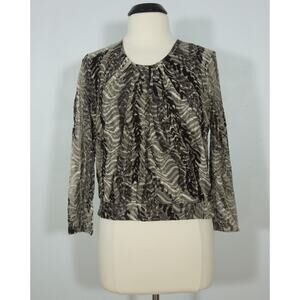 JONES NEW YORK Top M MEDIUM Collection Brown Print Nylon